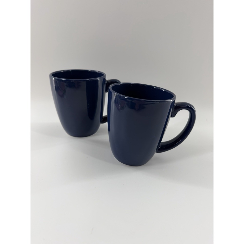 Corelle Coordinates Navy Blue Mugs Set of 2 Stoneware Coffee Cups 12 oz